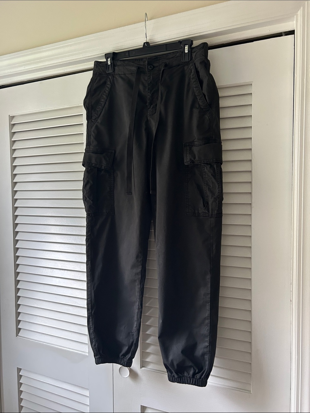 American Eagle Outfitters Black Cargo Joggers with Drawstring Waist
